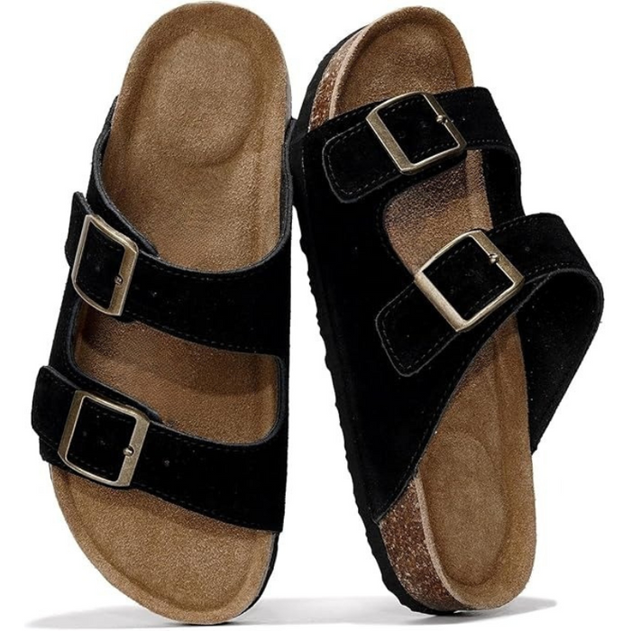 Leather Flat Sandals With Flat Sole For Natural Movement