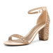 Rhinestone Chunky Low Pump Sandals With Soft Inner Lining - My Beach Shoes