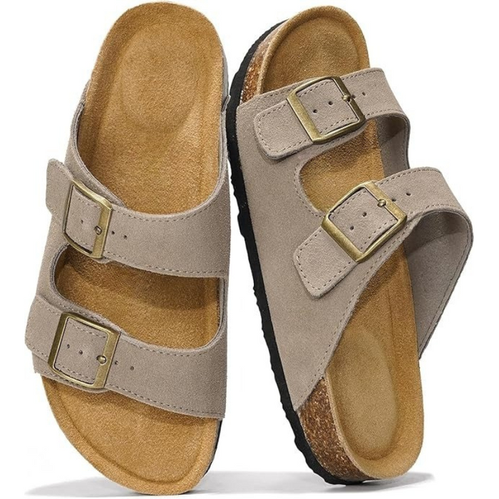 Leather Flat Sandals With Flat Sole For Natural Movement