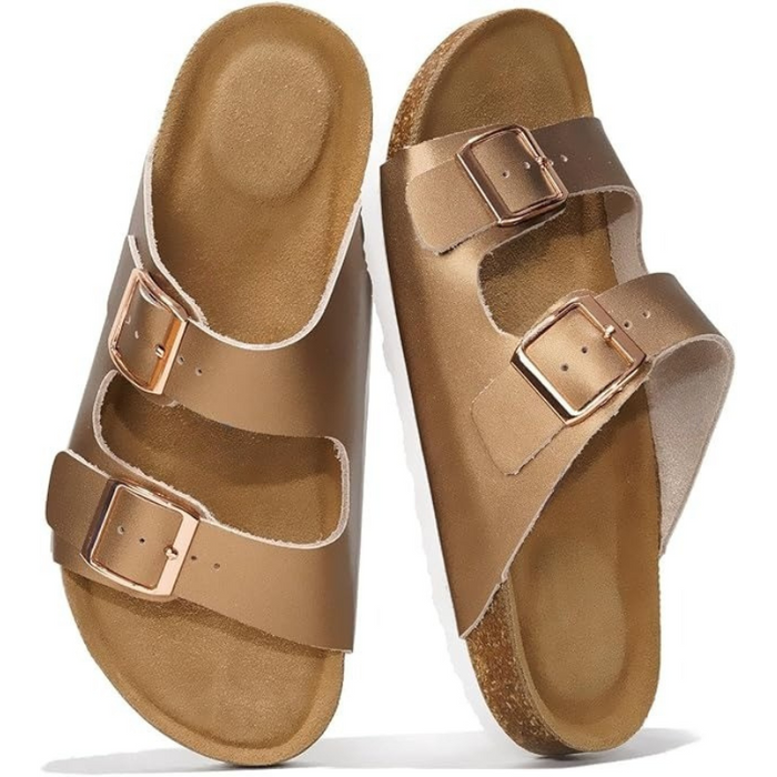 Leather Flat Sandals With Flat Sole For Natural Movement
