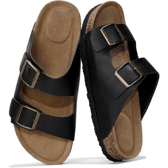 Leather Flat Sandals With Flat Sole For Natural Movement