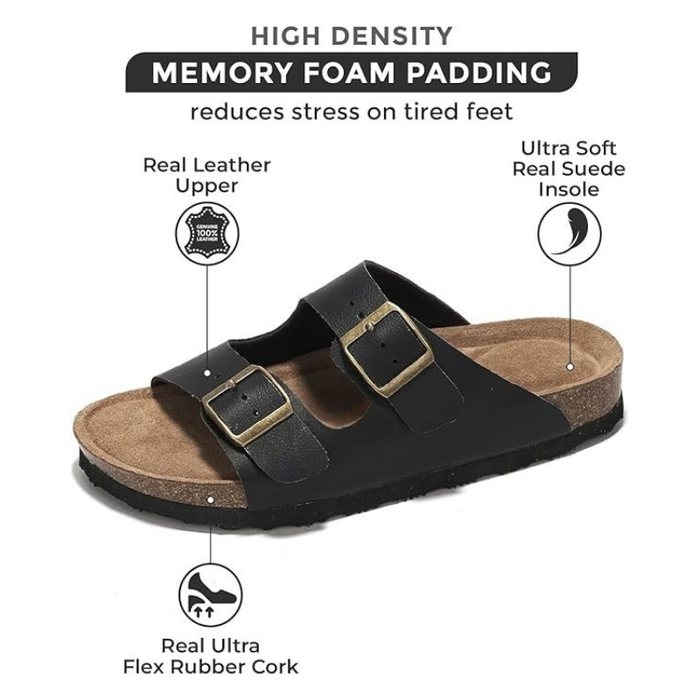 Leather Flat Sandals With Flat Sole For Natural Movement