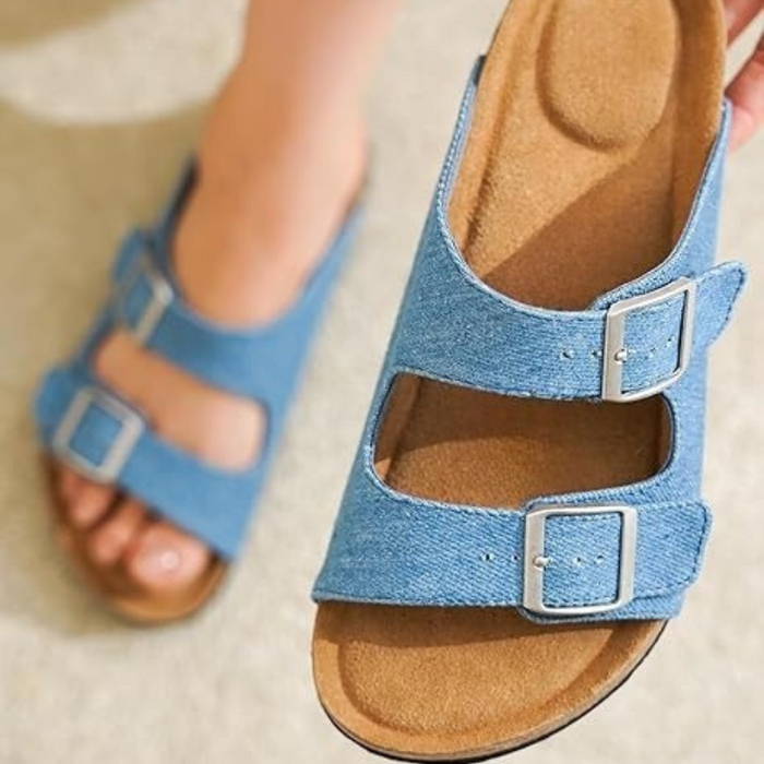 Leather Buckle Slides With Adjustable Buckle Straps