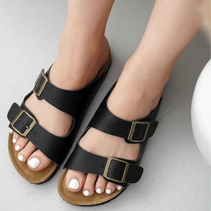 Leather Flat Sandals With Flat Sole For Natural Movement