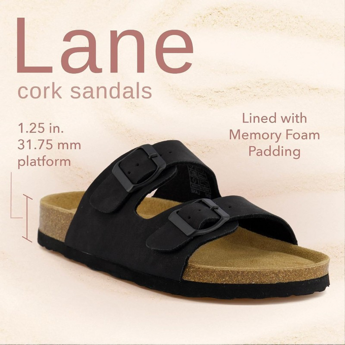 Adjustable Double-Strap Cork Footbed Sandals With Slip-Resistant