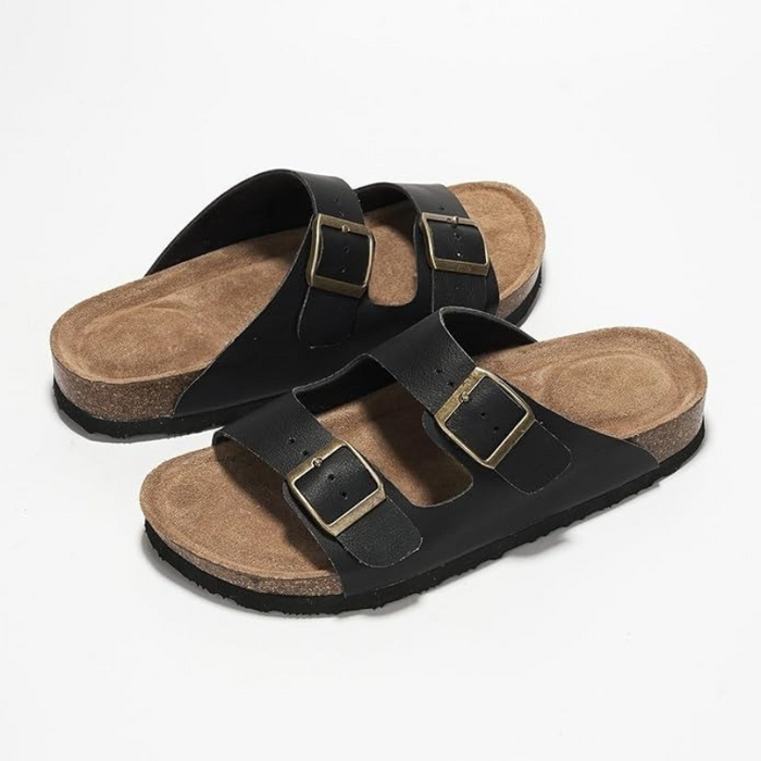 Leather Flat Sandals With Flat Sole For Natural Movement