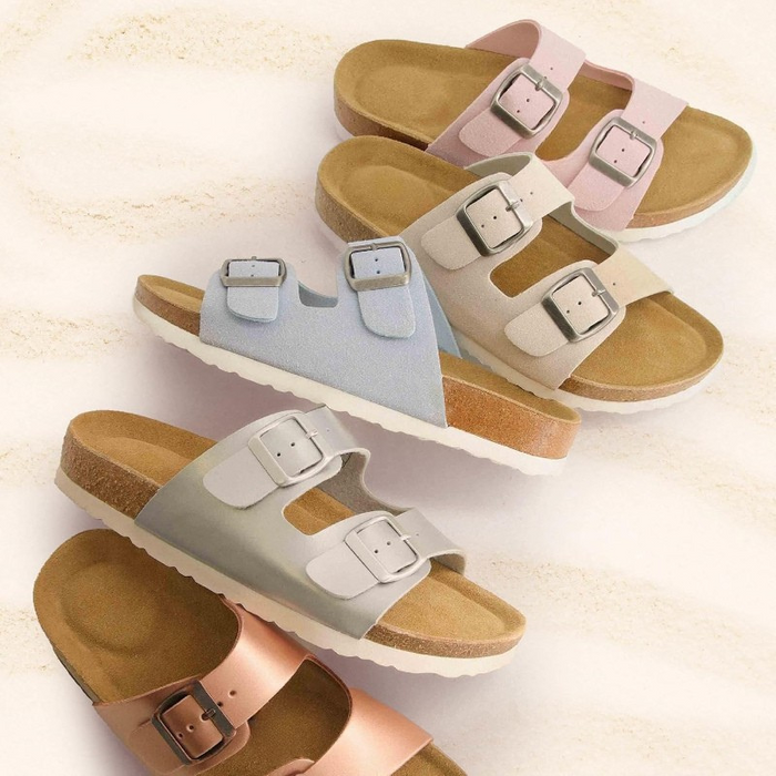 Adjustable Double-Strap Cork Footbed Sandals With Slip-Resistant