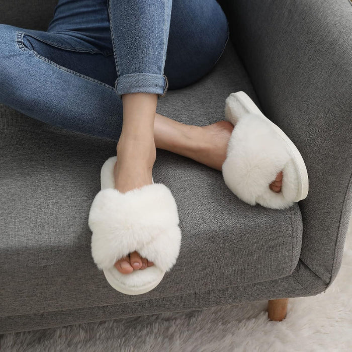 Cozy Cross Band Memory Foam Slippers