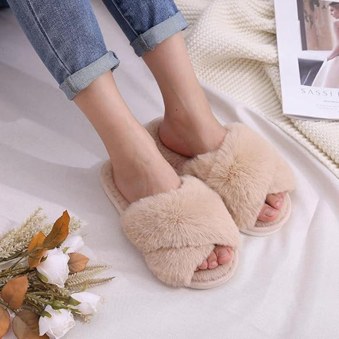 Fuzzy Foam Slippers With EVA Sole