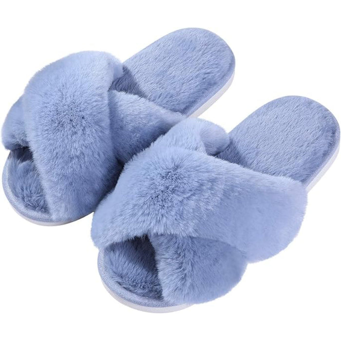 Fuzzy Foam Slippers With EVA Sole