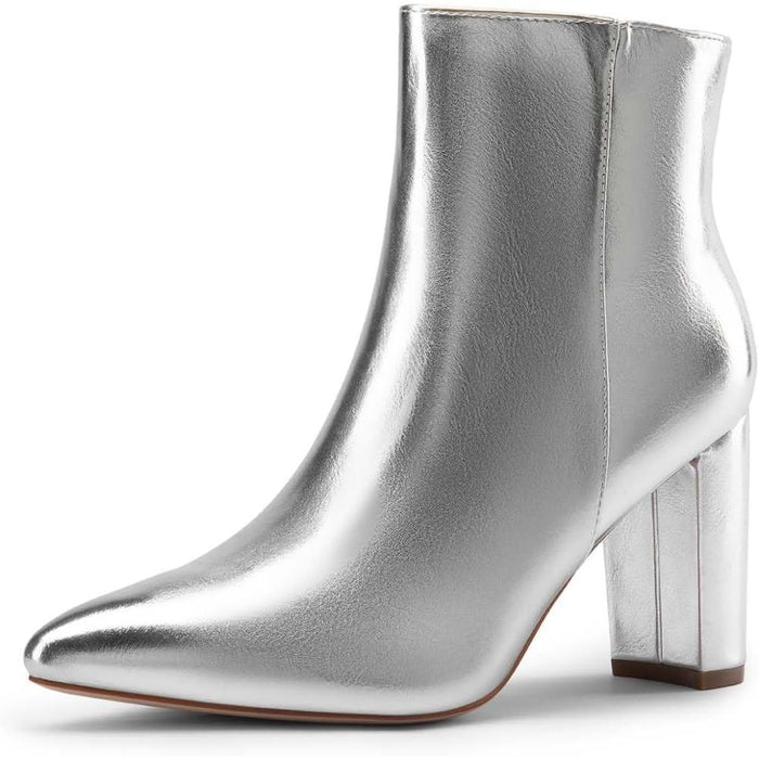 Pointed Pattern Zipper Boots With Modern Look