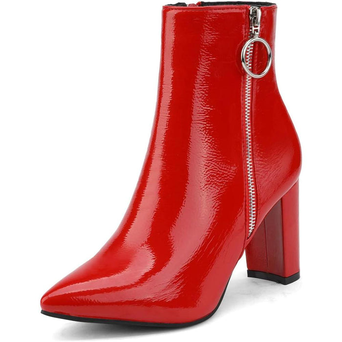 Pointed Pattern Side Zipper Boots