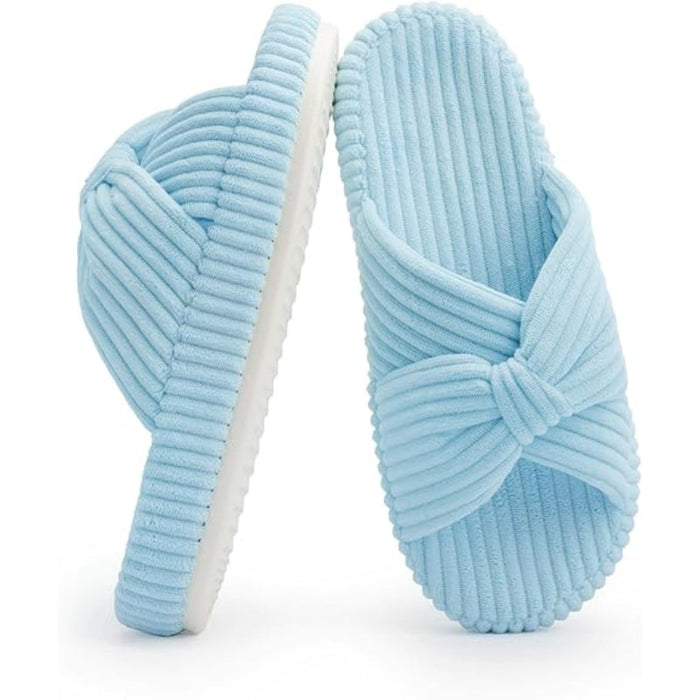 Comfy Corduroy Bow Slippers