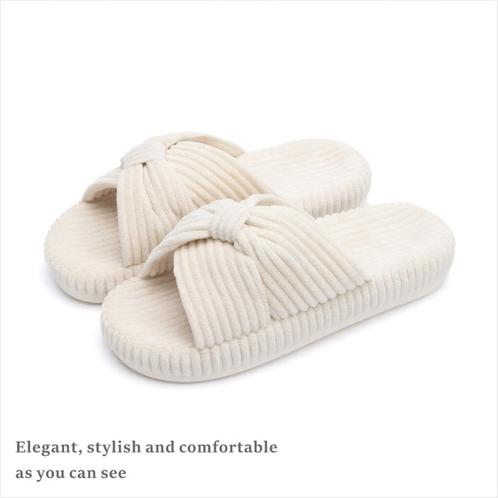 Comfy Corduroy Bow Slippers