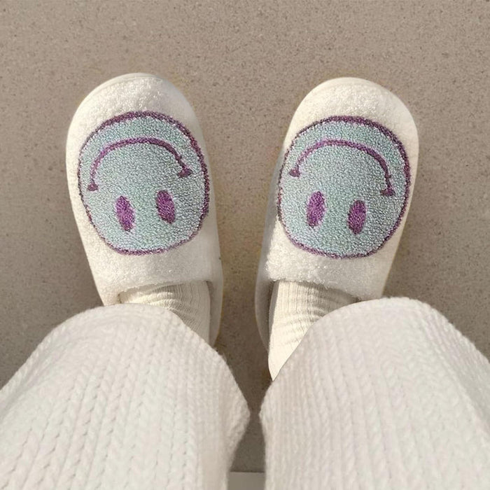 Cozy Smile Plush Slip On Slippers