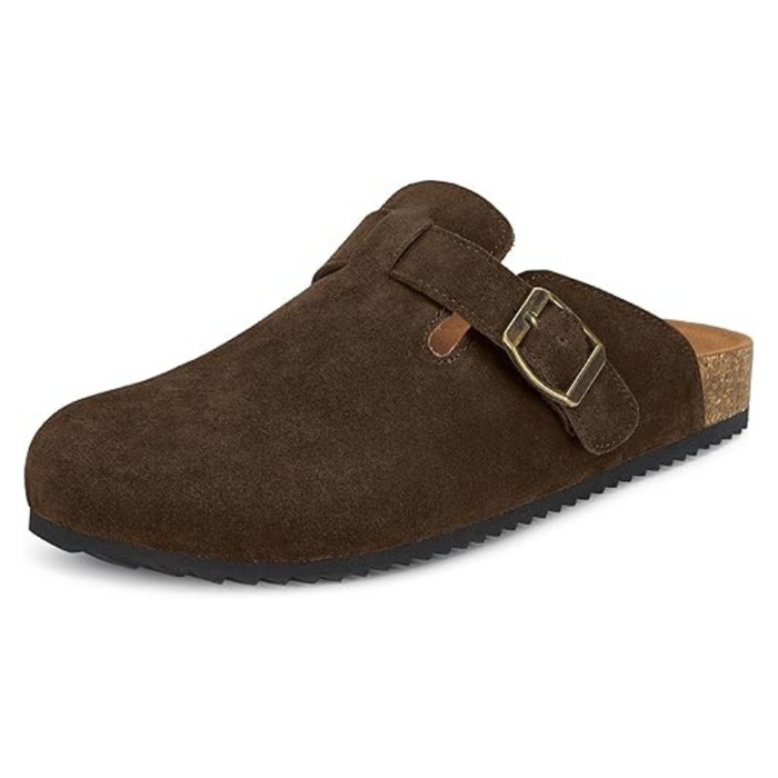 Suede Mules Footbed Clogs With Cushioned Insole