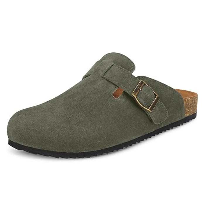 Suede Mules Footbed Clogs With Cushioned Insole