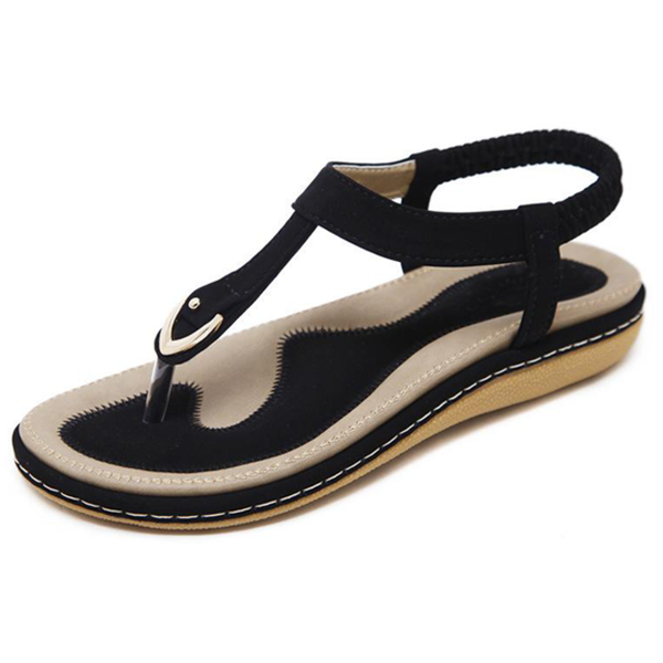 Comfy Slip-On Sandals with Toe Clasp and Elastic Ankle Support