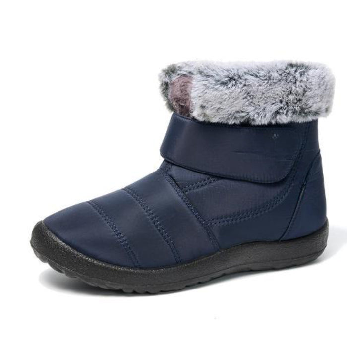 Retro Style Hook Loop Plush Ankle Snow Boots