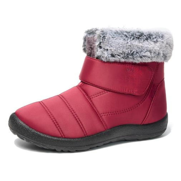 Retro Style Hook Loop Plush Ankle Snow Boots