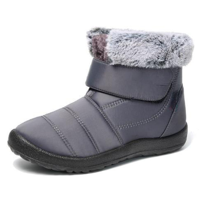 Retro Style Hook Loop Plush Ankle Snow Boots