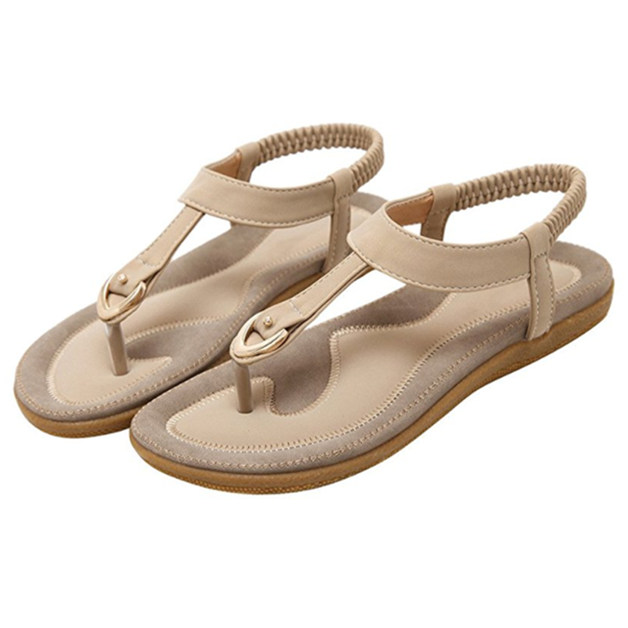 Comfy Slip-On Sandals with Toe Clasp and Elastic Ankle Support